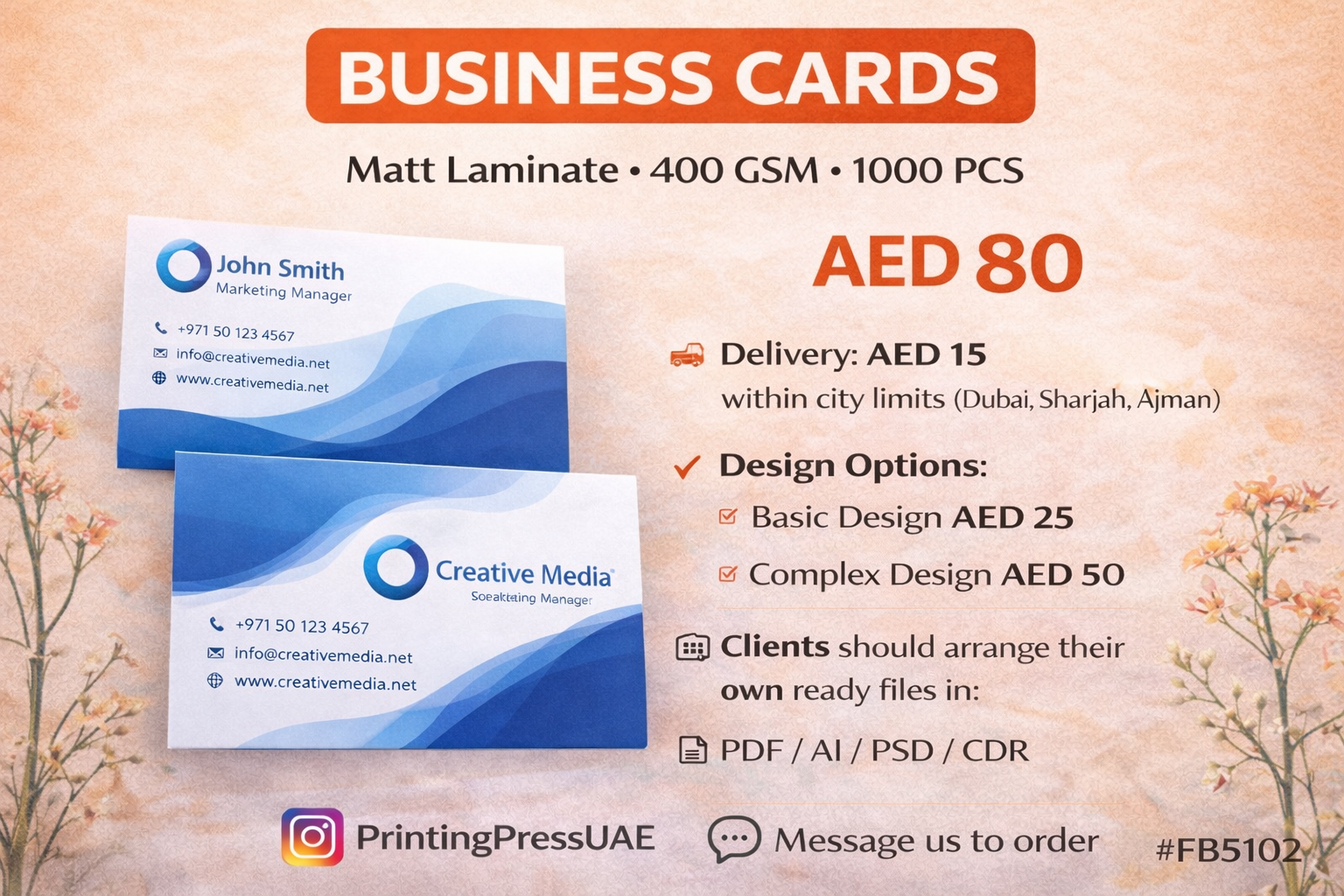 Premium Business Cards – 400 GSM Matt